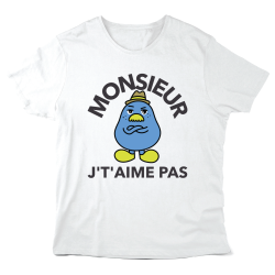 T-Shirt imprimé à message - illustration humour - Monsieur j'taime pas