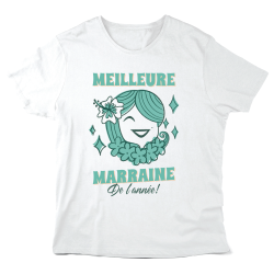 T-Shirt imprimé à message - Cadeau Baptême - Meilleure marraine de l'année