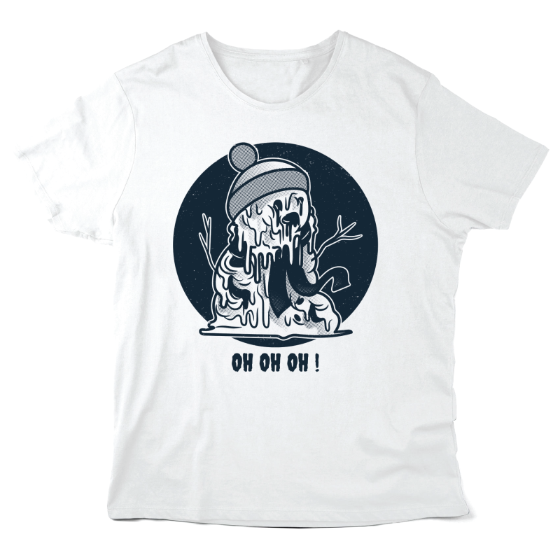 T-Shirt imprimé à message - Cadeau Noël - Oh oh oh bonhomme de neige