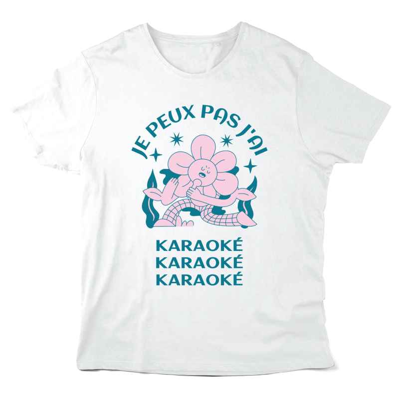 T-Shirt imprimé à message - Cadeau illustration - Je peux pas j'ai karaoké