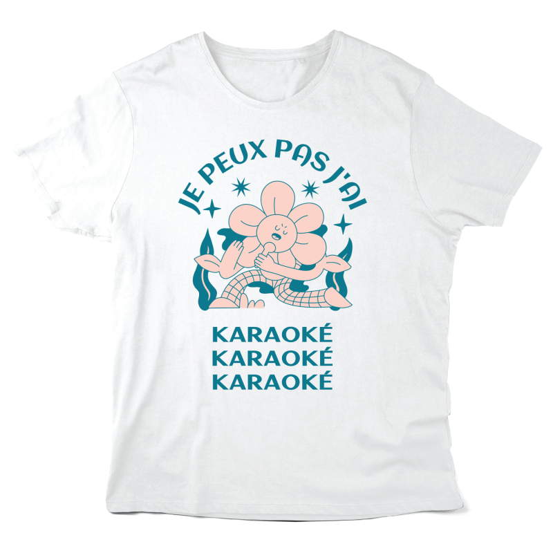 T-Shirt imprimé à message - Cadeau illustration - Je peux pas j'ai karaoké