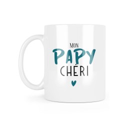 Mug céramique à message - Cadeau Fête des grands pères - Mon papy chéri