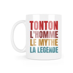 Mug céramique à message - Cadeau Famille - Tonton l'homme le mythe la légende