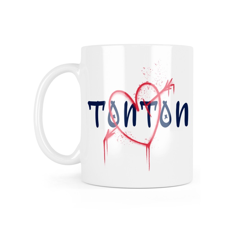 Mug céramique à message - Cadeau Famille - Tonton coeur