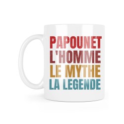 Mug céramique à message - Cadeau Fête des pères - Papounet l'homme le mythe la legende