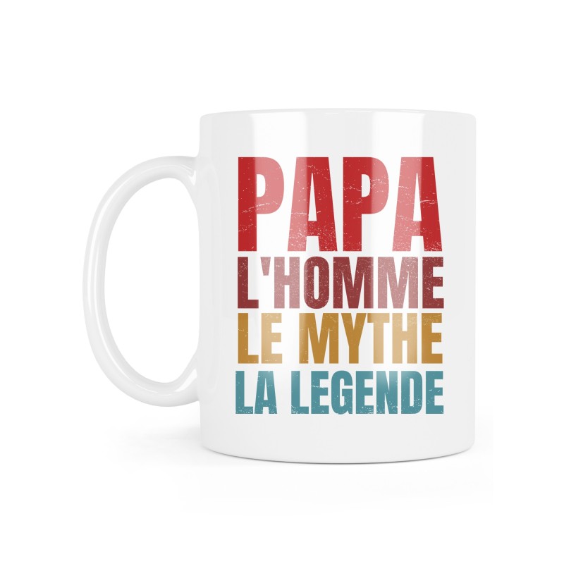 Mug céramique à message - Cadeau Fête des pères - Papa l'homme le mythe la legende