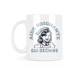 Mug céramique à message - Cadeau Soignant - Aide soignante qui déchire