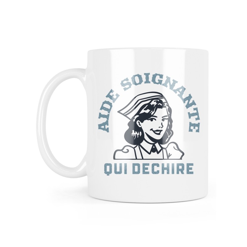 Mug céramique à message - Cadeau Soignant - Aide soignante qui déchire