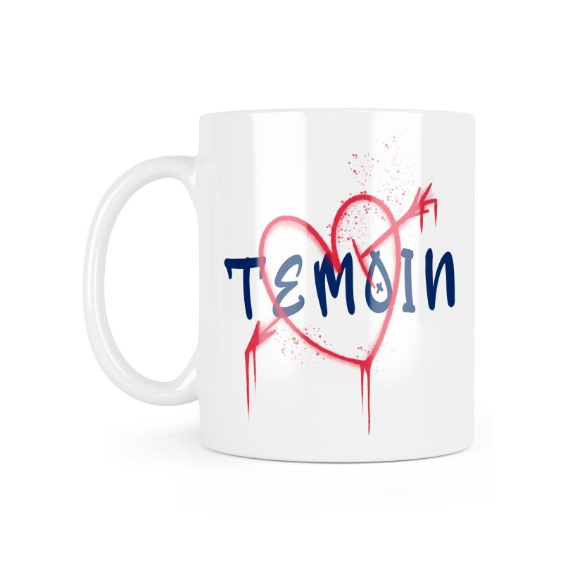 Mug céramique à message - Cadeau Mariage - Témoin coeur