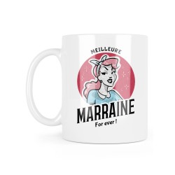 Mug céramique à message - Cadeau baptême - Meilleure marraine for ever