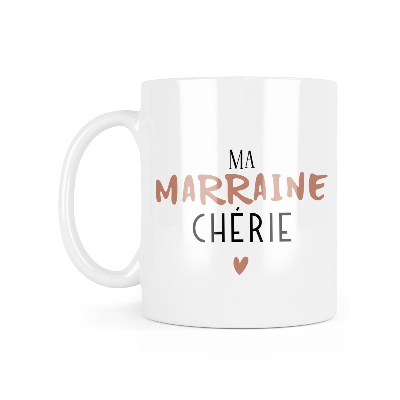 Mug céramique à message - Cadeau baptême - Ma marraine chérie