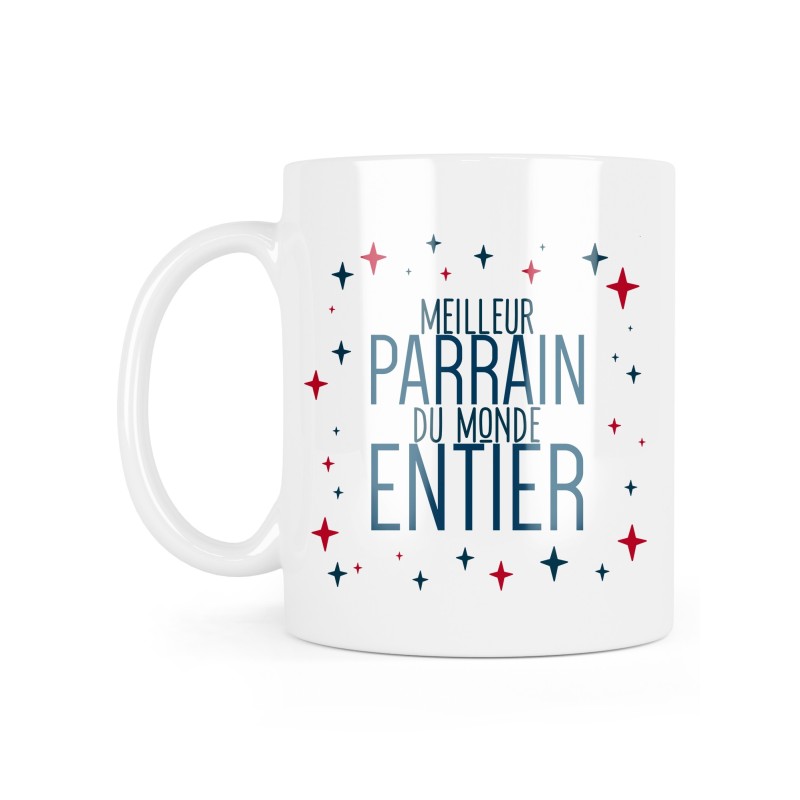 Mug céramique à message - Cadeau baptême - Meilleur parrain du monde entier