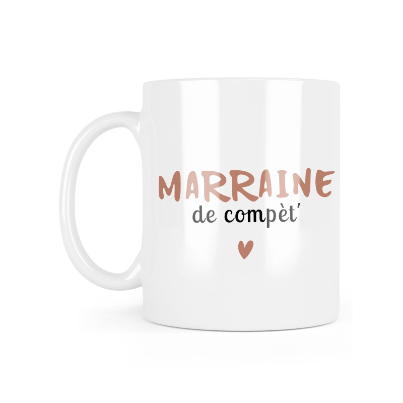 Mug céramique à message - Cadeau baptême - Marraine de compète