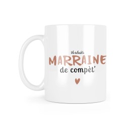 Mug céramique à message - Cadeau baptême - Véritable marraine de compète