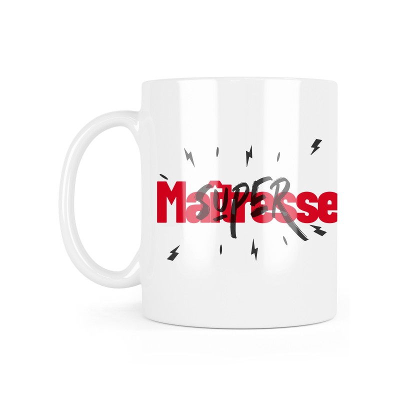 Mug céramique à message - Cadeau fin année scolaire - Super maîtresse