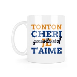 Mug céramique à message - Cadeau famille - Tonton chéri je t'aime pour la vie