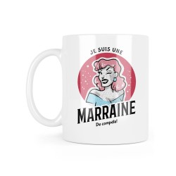Mug céramique à message - Cadeau Baptême - Je suis une marraine de compète