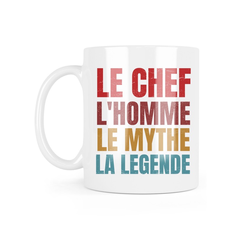 Mug céramique à message - Cadeau Métiers - Le chef l'homme le mythe la légende nounou de l'univers