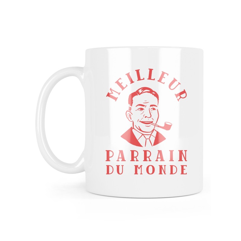 Mug céramique à message - Cadeau baptême - Meilleur Parrain du monde entier