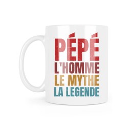 Mug céramique à message - Cadeau famille fête des grands pères - Pépé l'homme le mythe la légende