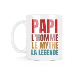Mug céramique à message - Cadeau famille fête des grands pères - Papi l'homme le mythe la légende
