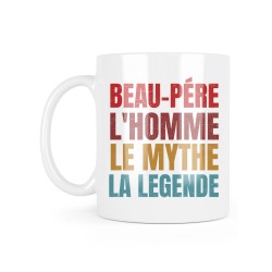 Mug céramique à message - Cadeau famille -  Beau père l'homme le mythe la légende
