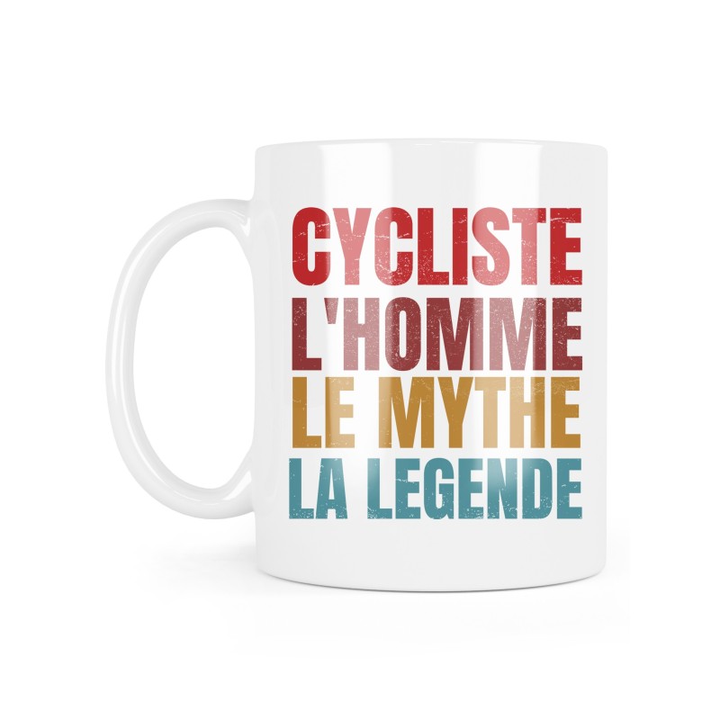 Mug céramique à message - Cadeau Sportif - Cycliste l'homme le mythe la légende