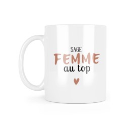 Mug céramique à message - Cadeau métiers - Sage femme au top