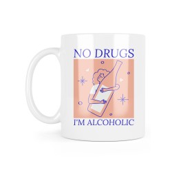 Mug céramique à message - Cadeau humour - No drugs i'm alcoholic