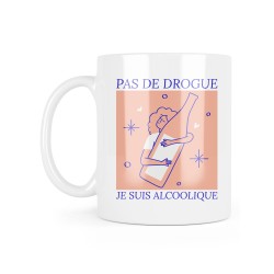 Mug céramique à message - Cadeau humour - Pas de drogue je suis alcoolique