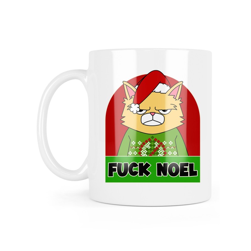 Mug céramique à message - Cadeau humour - Fuck noël chat