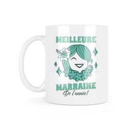 Mug céramique à message - Cadeau baptême - Meilleure marraine de l'année