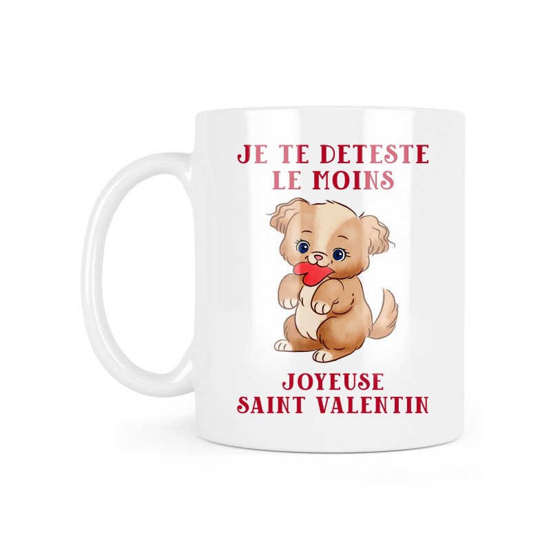 Mug céramique à message - Cadeau humour - Je te déteste le moins joyeuse saint valentin
