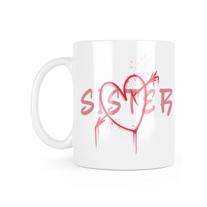 Mug céramique à message - Cadeau famille - Sister soeur coeur