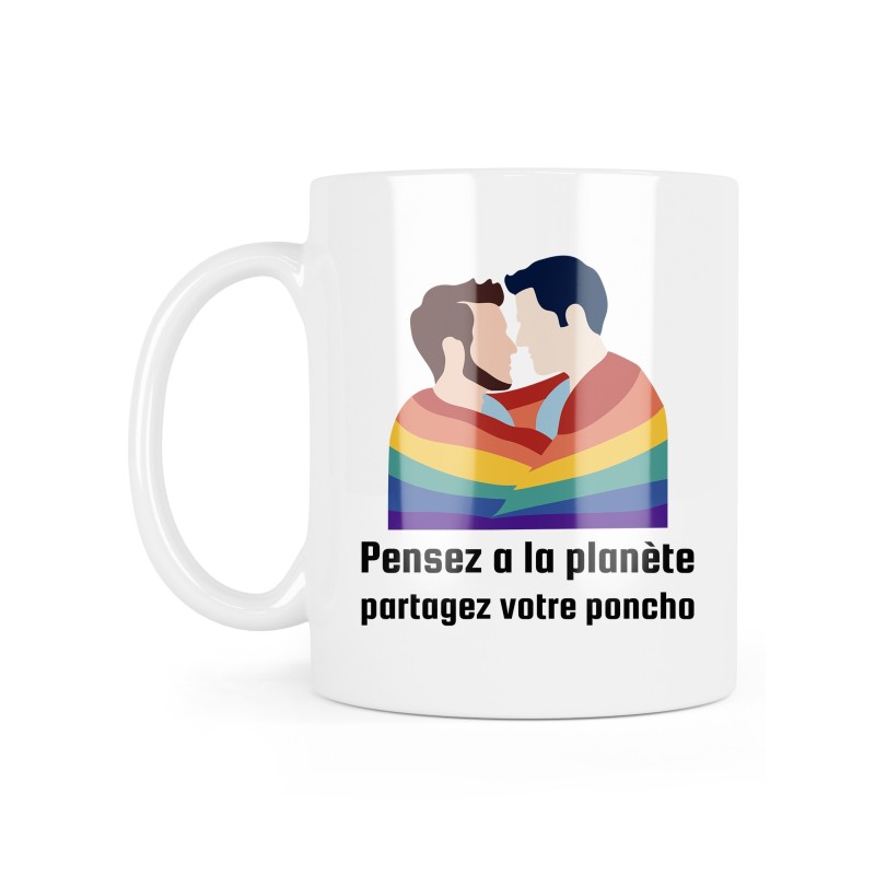 Mug céramique à message - Cadeau humour - Pensez a la planète Partager votre poncho