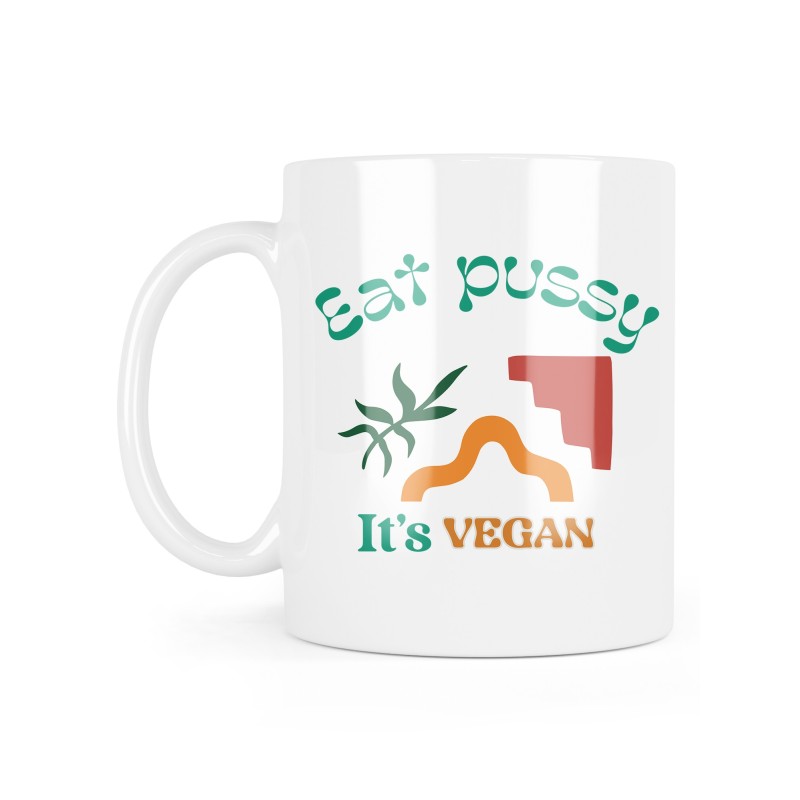 Mug céramique à message - Cadeau Humour - Eat pussy it's vegan