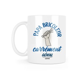 Mug céramique à message - Cadeau fête des pères - Papa bricoleur carrément génial certifié