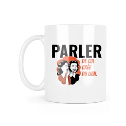 Mug céramique à message - Cadeau humour - Parler du cul créé du lien