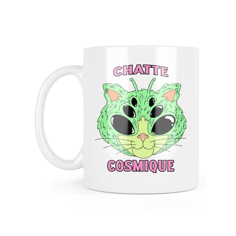 Mug céramique à message - Cadeau humour chat - Chatte cosmique