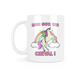 Mug céramique à message - Cadeau humour - Extra terrestre Moi sur un cheval