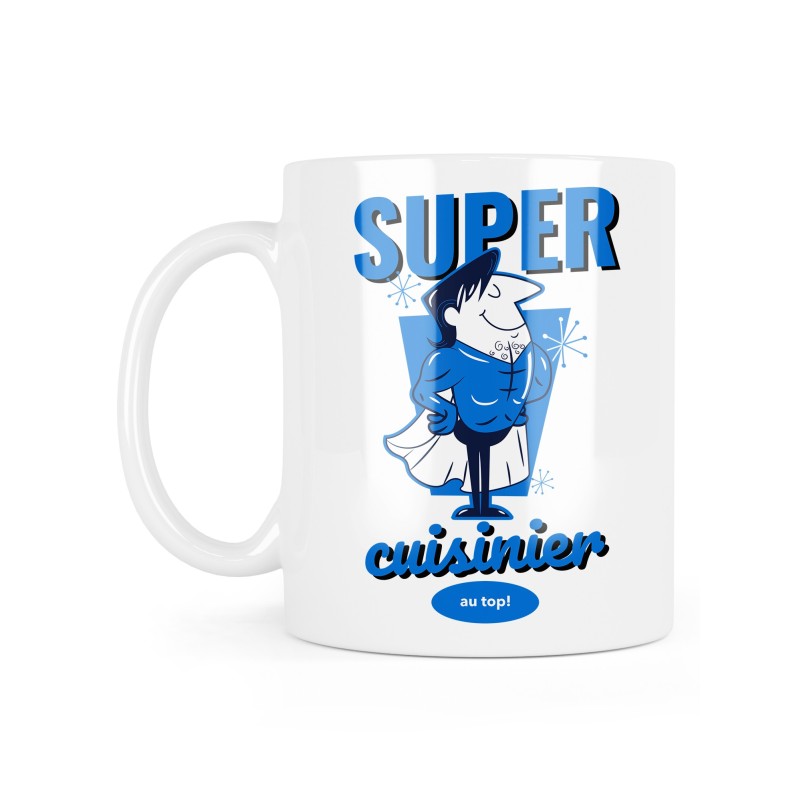 Mug céramique à message - Cadeau métiers - Super cuisinier au top