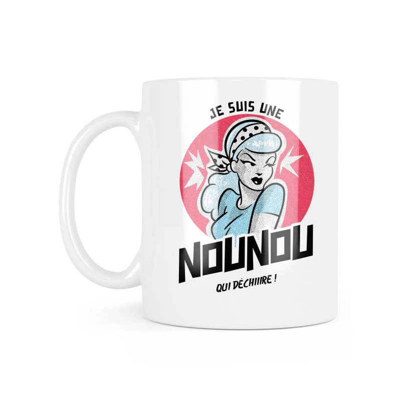 Mug céramique à message - Cadeau métiers - Je suis une nounou qui déchiire