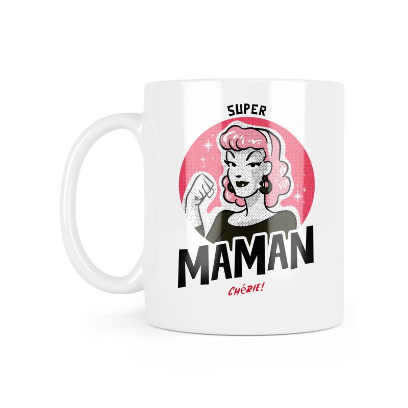 Mug céramique à message - Cadeau fête des mères - Super maman chérie