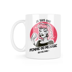 Mug céramique à message - Cadeau métiers - Je suis une femme de ménage qui déchire