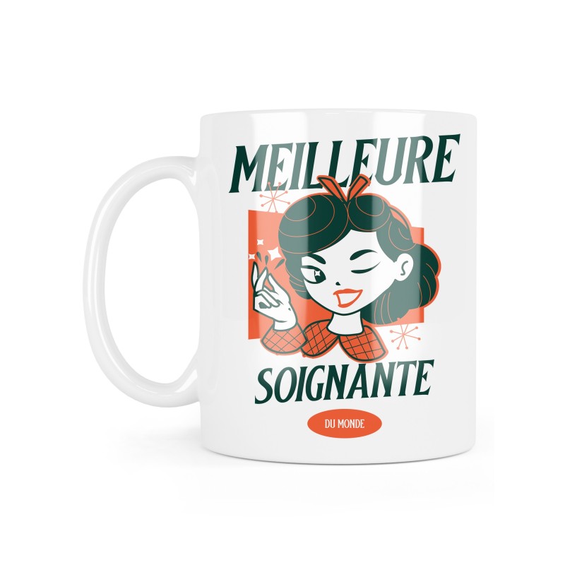 Mug céramique à message - Cadeau métiers - Meilleure soignante du monde