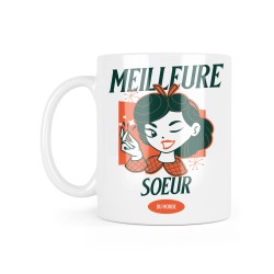 Mug céramique à message - Cadeau famille - Meilleure soeur du monde