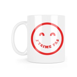Mug céramique à message - Cadeau humour - Smiley J'taime pas
