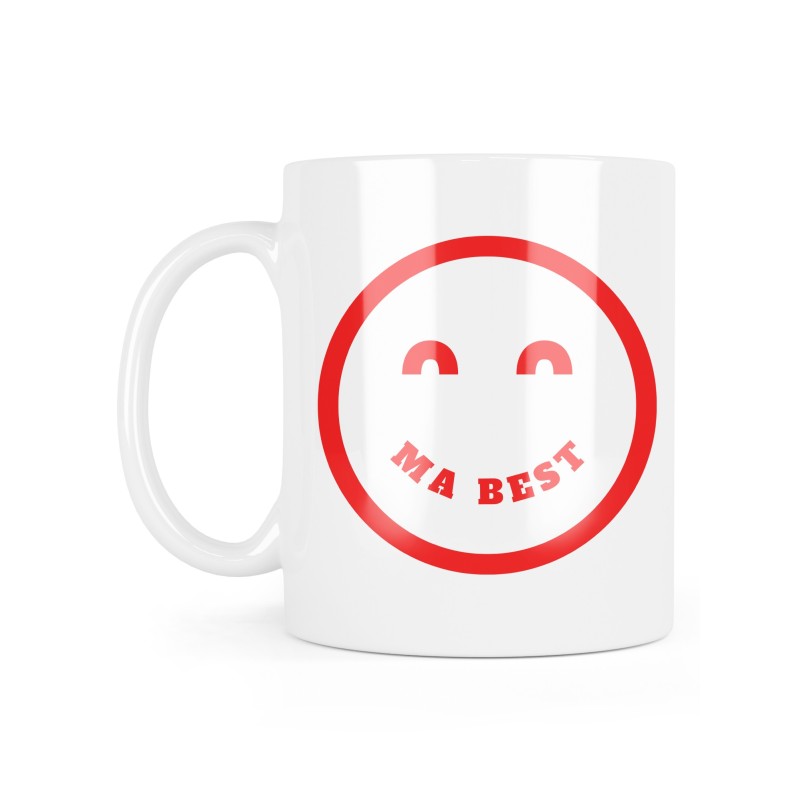 Mug céramique à message - Cadeau amitié - Smiley ma best