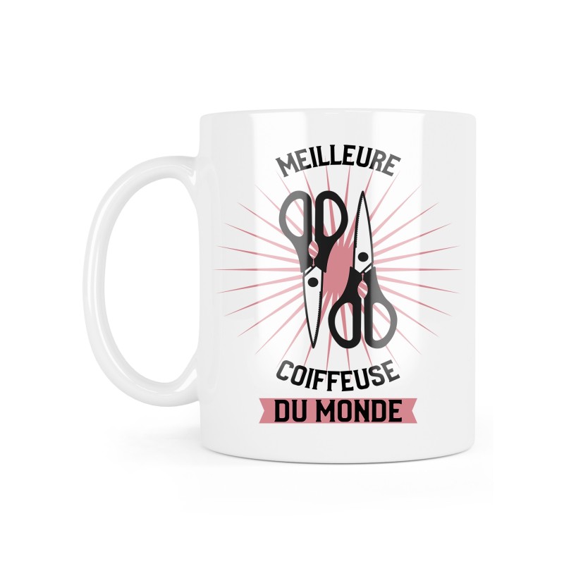 Mug céramique à message - Cadeau métiers - Meilleure coiffeuse du monde