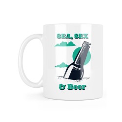 Mug céramique à message - Cadeau humour - Sea, sex and beer
